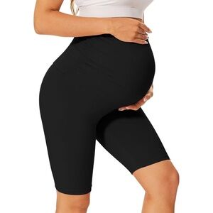 Maternity High-Waist Black Bike Shorts